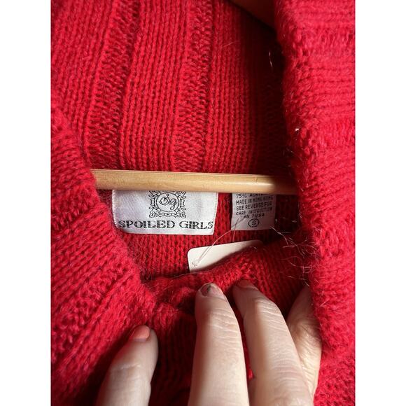 Vintage Cardigan SMALL fits XL Red knit Mohair Grandma Cottagecore Academia - Picture 4 of 6